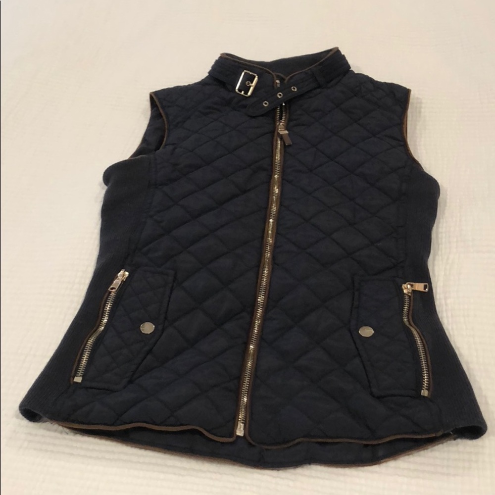 Zara Navy Quilted Vest